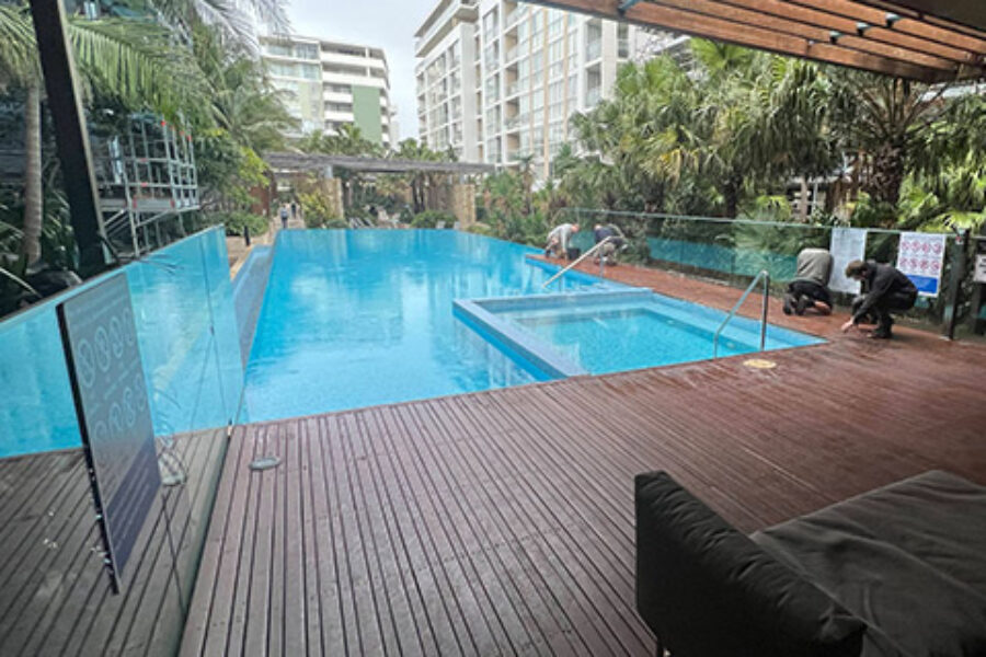 Top Ryde City Living communal swimming pool deck